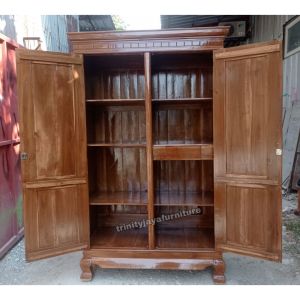 Lemari Pakaian 2 Pintu Full Rak Kayu Jati/trinityjayafurniture