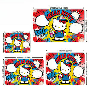 Sanrio | Colorful Geometric Hello Kitty Dish Drying Mat Non-Slip Rubber Base Washable Cloth Surface
