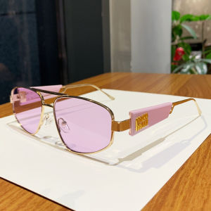 Kính Râm Khung Kim Loại Đôi Cầu MIU Mới Kiểu Mắt Mèo Dành Cho Nữ Thời Trang Sành Điệu Thanh Lịch Kính Râm Toàn Khung Không Phân Cực Ống Kính PC
