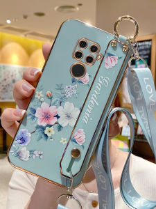 Huawei Nova5i pro Vintage Artistic Silicone Phone Case with Lanyard Electroplated Soft Rubber Protection for GLK Note5