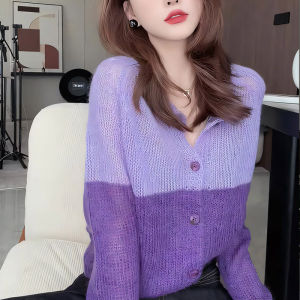 Elegant French Design Knitted Cardigan for Plus Size