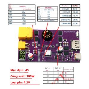 Sạc Dự Phòng/sạc Nhanh Hai Chiều IP5389 100W Cho Pin Li-ion/LiFePO4 2S-5S Với Cổng USB Type-C XT30 XT60
