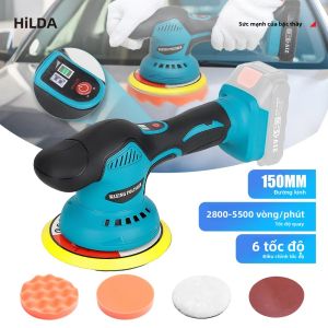 Máy Đánh Bóng Xe Điện Không Dây HILDA 18V Tương Thích Với Makita Máy Đánh Bóng Và Đánh Xi 6 Tốc Độ Màn Hình Kỹ Thuật Số Dành Cho Tự Sửa Chữa Ô Tô