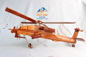 Mô hình gỗ Máy bay trực thăng AH-64 Apache Cao Cấp