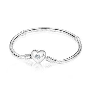Vòng Tay Charm Hình Trái Tim Mạ Bạc Orstarry S925 17-20CM Quà Tặng Tự Làm Trang Sức Nữ Đính Zircon