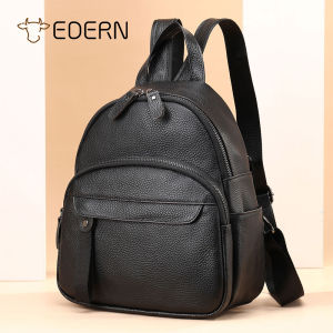 EDERN New Genuine Leather Womens Small Backpack Girls Student Schoolbag Versatile Fashion Casual Cowhide Backpack Ladies Daypack