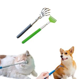 Cat Telescopic Teaser Wand Retractable Scratch Comb Tickle Scratcher Handy Interactive Play Toy for Cats Dogs (Random Color)