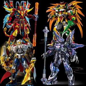 Black Monkey King Robot Assembly Toy Educational Building Blocks for Boys Guan Yu Zhao Yun Three Kingdoms Gift Magnetic Tile