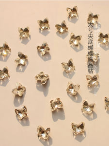 10 PCs Large Size 10*10mm Manicure Jewelry Bows New Arrival Diamond Diamond Transparent Silver Popular Ornament