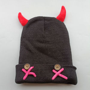 หมวกทรงหางม้าลายกุหลาบอบอุ่นสไตล์เกาหลี ทรงปากวัว หมวกถัก หมวกทรงกลม หมวกผ้าถักสำหรับผู้หญิง