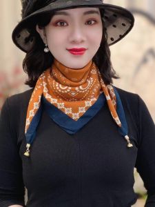 Khăn Choàng Cổ Lụa Đa Năng Cho Nữ Mùa Xuân Thu Giả Cổ Lọt Vào Cổ Lụa Lớn Hình Tam Giác Khăn Quàng Cổ