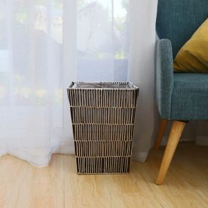 Modern Luxury Plastic Trash Can American Industrial Artistic Square round Uncovered Home Use Paper Basket Teng Er Brand