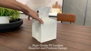 Modern PU Leather Square Tissue Box Cover Holder-Decorative Holder/Organizer for Bathroom Vanity Countertop Night StandsOffice