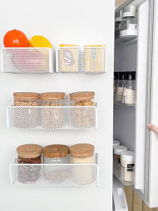 【SG Stock】Singapore Magnetic Fridge Organizer Basket Magnetic Kitchen Seasoning Jars Holder Basket