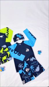 Quick Dry Swimwear Set for Girls & Boys New 2PC Long Sleeve Pants + Short Rashguard Set for Kids age 3-13Y