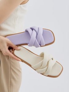 Handwoven Casual Roman Style Flat Bottom Sandals Womens Summer Outdoor Wear Fashionable Slip-On Beach Thong Slippers
