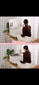 Bàn trang điểm có đèn bàn trang điểm lật có thể xếp gọn gương LED điều chỉnh độ sáng ba tầng kích thước đôi 60/80cm bàn trang điểm đa năng tại nhà