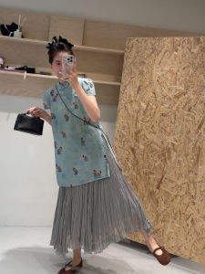 DANTING | New Summer Chinese-style Womens Set Mid-long Blouse Skirt