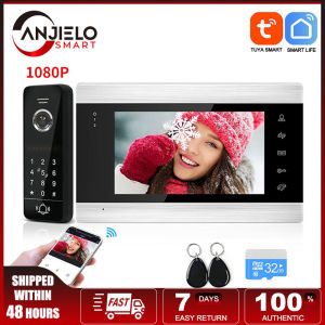 Anjielosmart Tuya 1080P WiFi Wireless Smart Doorbell with Camera 7-inch HD Video Intercom Motion Detection Night Vision Two-Way Audio for Home Security