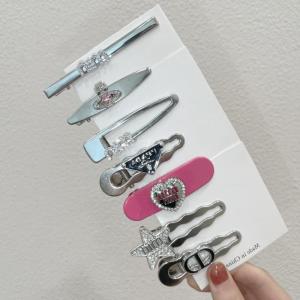 Diamond Embedded Heart Star Hair Clips Set Y2K Sweet Cool Style Girls Bangs Side Duckbill Clip High-End Hair Accessories