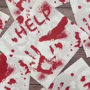 Halloween Blood Palm Print Paper Napkins HELP Letter Horror Themed  Halloween Decoration Home Trick Or Treat Paper