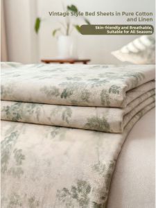 Kiss Dear | American Retro Style Linen Cotton Bed Sheet Pillowcase Set