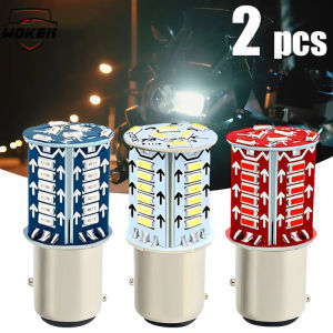 【WOKEN】2pcs 1157 BAY15D P21/5W LED Bulb Brake Light Motorcycle Strobe Flash Tail Light Car Motorcycle Universal Reversing Light 6500K White/Red/Blue