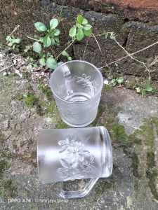 terlaris!!!!/gelas kopi motif bunga/gelas kaca tebal(1pcs)
