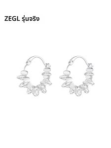 ต่างหูห่วงเงินแท้ ZEGL เครื่องประดับแฟชั่นสำหรับผู้หญิง ต่างหูรูปดอกไม้สไตล์เกาหลี เครื่องประดับแฟชั่นฤดูร้อน 2025