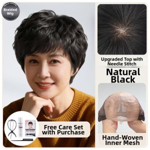 WEIWEI | Short Curly Elder Womens Human Hair Full Wig