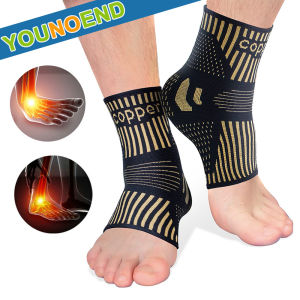 1Pair Sports Copper Ankle Support Brace Ankle Compression Sleeve Socks for Plantar Fasciitis Foot Sprained Achilles Tendon Pain Relief