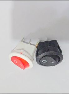 Switch Bulat Saklar Bulat Rocker Switch On Off Hitam Putih dengan LED Panel 19mm 2Kaki