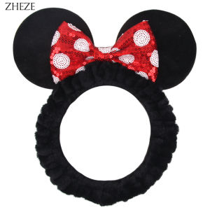 Herocross | 2024 NEW Mouse Ears Washing Face Headband For Women Soft Coral Fleece Makeup Spa Hairband Girls DIY Hair Accessories