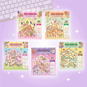 Combo 5 Cuốn Bóc dán 3D Tiệm Hoa Baby Three (Bóc Dán 300+ Sticker Cho Bé)