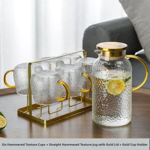 Luxury Glass Cold Water Pot Large Capacity Heat Resistant Home Use Tea Pot Set Living Room Drinking Cup Crystal Glass Water Pot