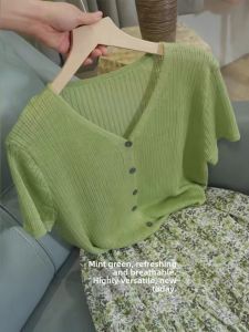 V.C.I | Cool V-neck Short Sleeve Knit Cardigan Womens Summer Light Top
