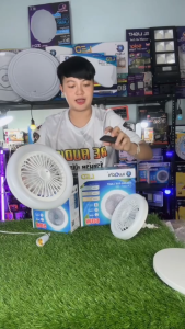 IWACHI โคมไฟพัดลม ขั้วE27 แรงลมสูง หมุนเวียนอากาศได้ดี LED 50w 60w หลอดไฟมีพัดลม LED โคมไฟเพดาน โคมไฟพัดลม หลอดไฟทรงใบพัด  ดีคุ้มค่า มีประกัน 1 ปี มี มอก.