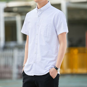 Men Summer Pure Cotton Tops Loose Shirt Casual Plus Size Youth Silm Short Sleeve Shirt Trendy Coat Mens Clothing