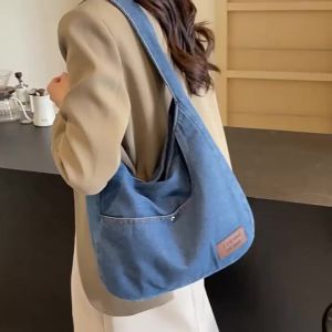 New R Casual Denim Bag Womens Everyday Joker Literary Style Messenger Bag Large Capacity Commuter Crossbody Backpack