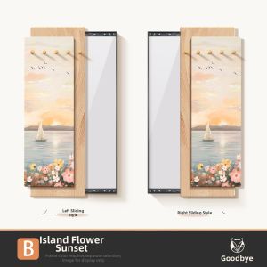 HAOJIUBUJIAN | Cream Style Decorative Full-length Mirror with Holes Panel Hidden Sliding