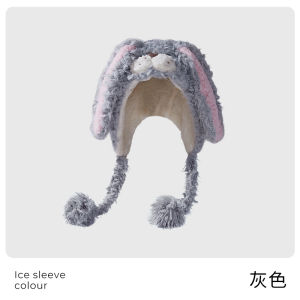 Classmate Yang Strictly Chose White Plush Bonnet Womens Autumn and Winter Thickened Rabbit Fur Bucket Hat K-style Cold Protection Earflaps Hat Fashion