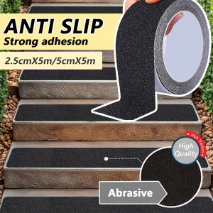 5M Black Frosted Anti-slip Tape Anti-frosted Slip Strip for Stair Self-adhesive Bathroom Floor Steps Waterproof Non-slip Warning