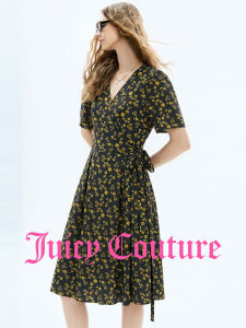 Juicy Couture | Floral Print V-Neck Belted A-Line Midi Dress