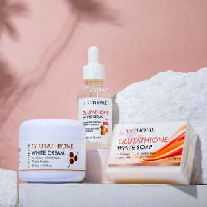 ชุดผลิตภัณฑ์ดูแลผิวกลูตาไธโอน3ชิ้นเซรั่มผิวขาวสำหรับกลางวัน sabun krim ผิวเรียบเนียนชุ่มชื้นต่อต้านริ้วรอย