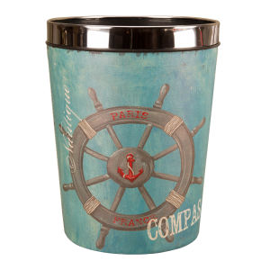 Retro Large Size Creative Bathroom Kitchen Living Room Industrial Style Paper Basket Home Use Trash Can round Body Plastic Material