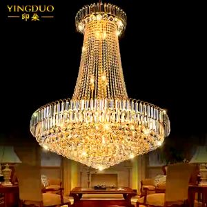 【10 year warranty+Tricolor Light】Chandelier Ceiling Sala Luxury Gold LED Crystal Staircase Light Crystal Pendant Light Fixture for Living Room Dining Room Bedroom
