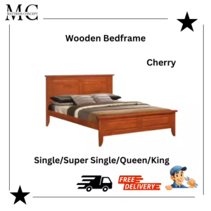 【LOCAL SELLER】 ROCEY WHITE SOLID RUBBER WOODEN BEDFRAME SINGLE/SUPER SINGLE/QUEEN/KING ( FREE DELIVERY & INSTALLATION)