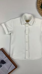 Bronkis Junior Kemeja Anak Laki Laki Lengan Pendek Pique Warna Putih untuk usia 1 Bulan - 10 Tahun