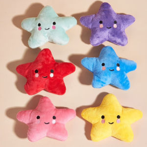 6PCS/pack Puppy Dog Plush Pentagram Squeaky Toys for Small Medium Dogs Bone Aggressive Chewers for Puppy Accessories