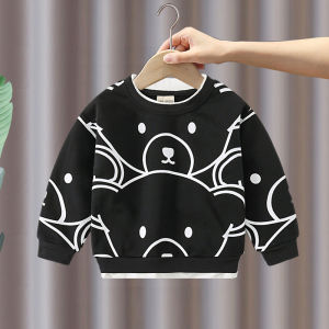 Boys Long Sleeve Cotton Sweatshirt Spring Autumn Thin round Neck Cartoon Print Casual Top for Kids Baby Trendy And Stylish